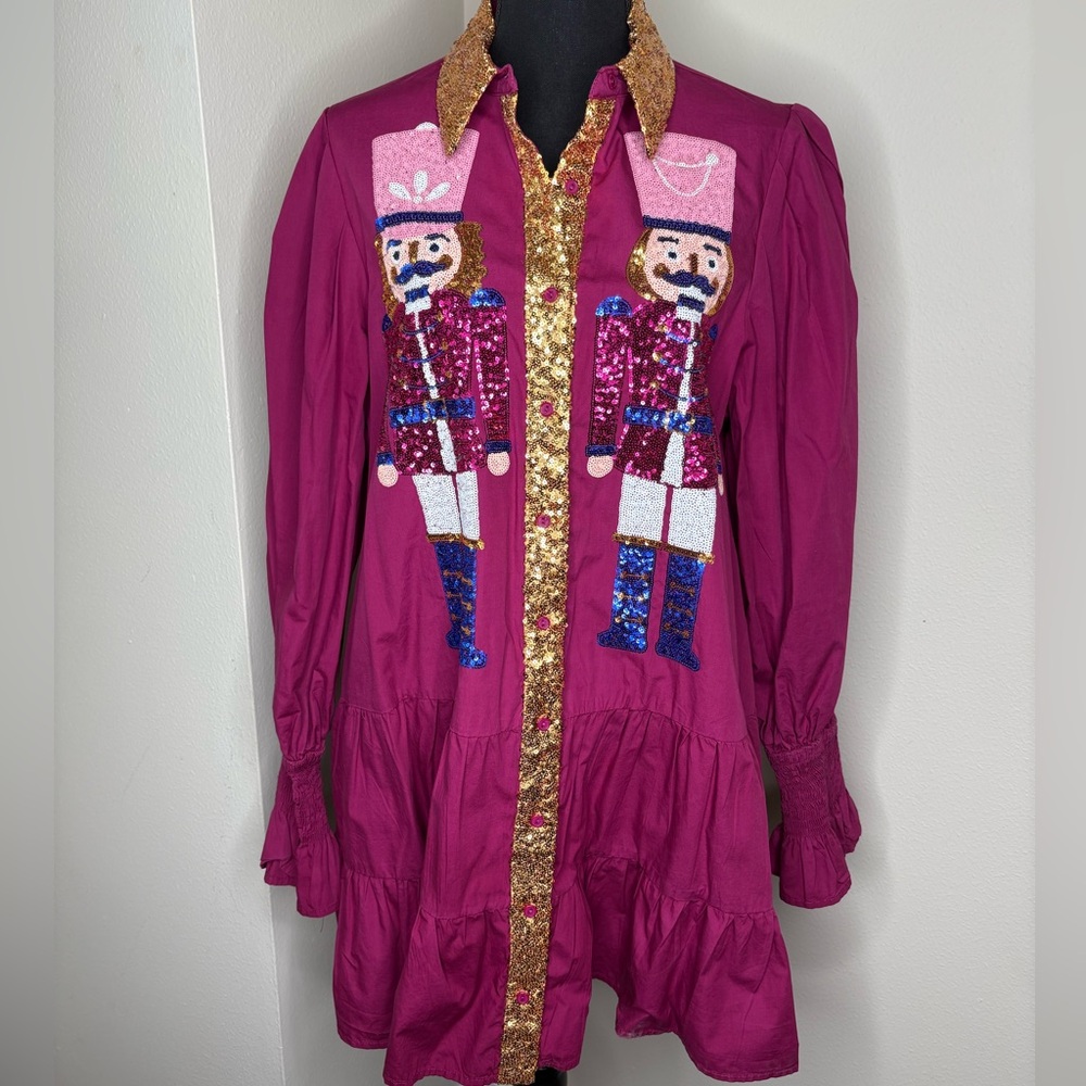 Pink Dress with Nutcracker Sequin Design